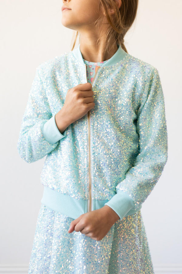 aqua-sequin-jacket Mila &  Rose - Sophia's Style-Aqua Sequin Jacket-2T--1